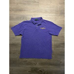 Vintage Goodyear Racing Shirt Adult L Purple Yellow Embroidery Polo Short Sleeve
